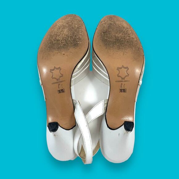 ❌SOLD❌1960s KEMP'S SHOE SALON White leather and clear slingback shoes - Picture 9 of 14